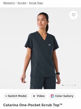 Figs Catarina One-Pocket Scrub Top - Dark Harbor Medium